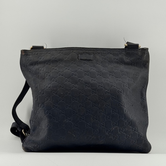 Gucci Black Leather Monogram Crossbody Bag - Picture 1 of 12